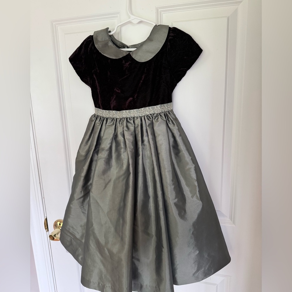 Greendog A-Line Dress Green and Black Puff Sleeve Peter Pan Collar - Size 5t